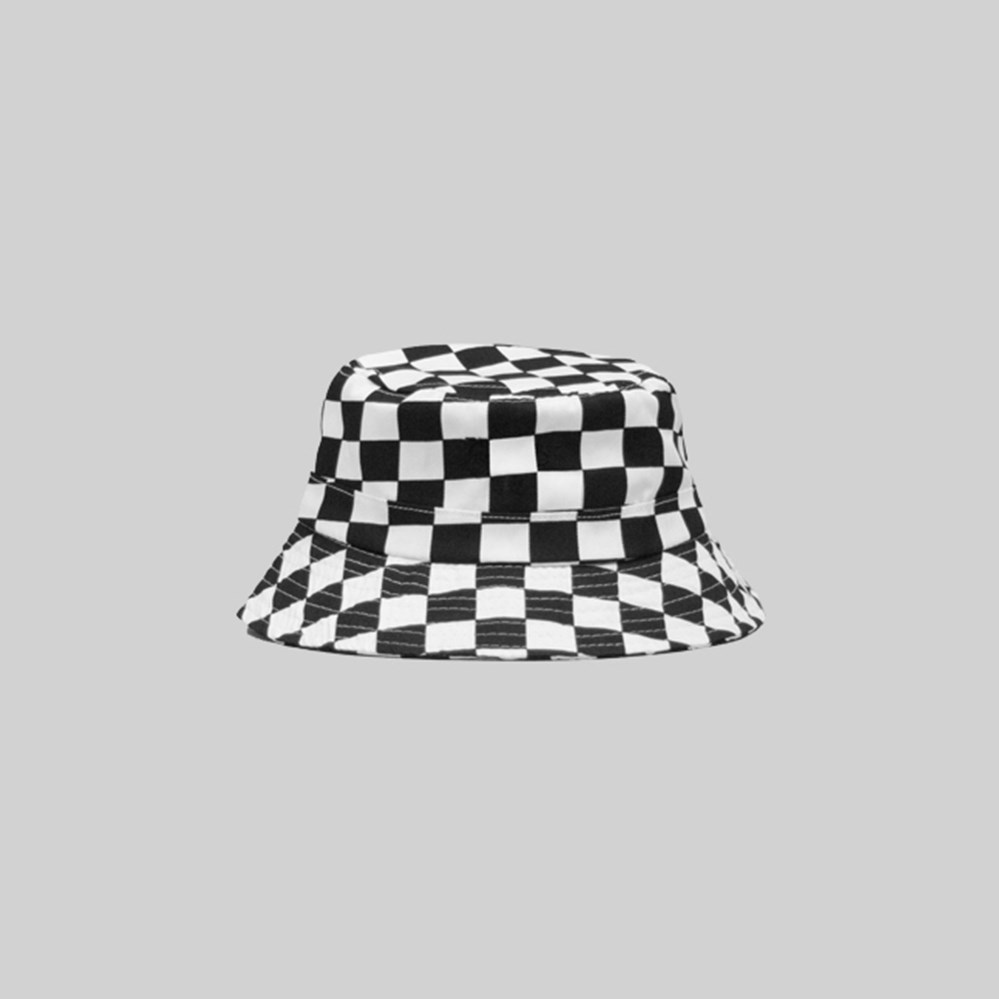 checkered bucket hat